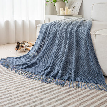 Nordic Style Retro Knitted Blanket B&B Bedside Decorative Blanket Bed Light Luxury Nap Blanket Shawl Cover Blanket Sofa Blanket