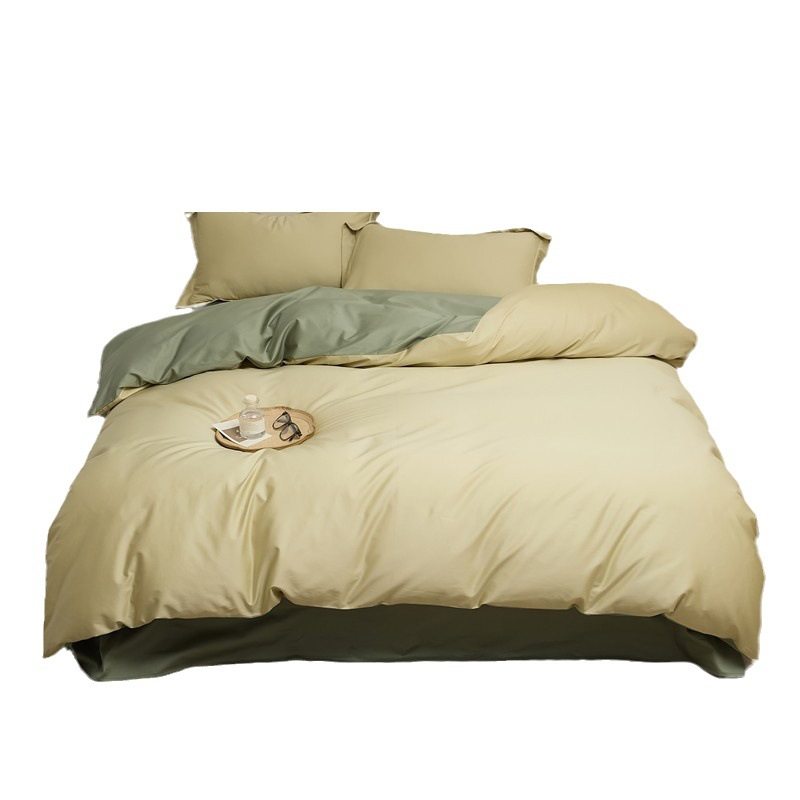 Light Luxury Solid Color 100s Long-staple Cotton Pure Cotton Four-piece Set Cotton Advanced Sense Bed Sheet Quilt Cover Three-piece Set Bedding