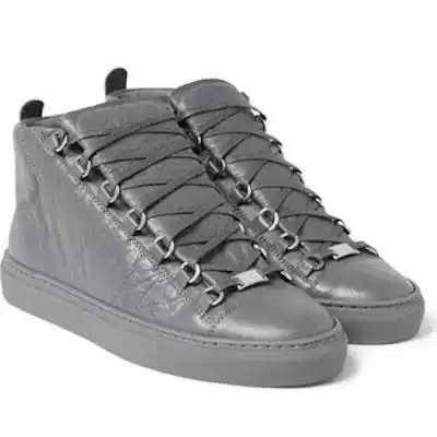 In-Stock Black Classic Paris Black Pleated High-Top Foreign Trade Large Size Sneakers Horse Oil Smooth Genuine Leather Casual Shoes White