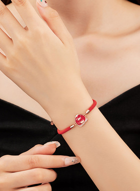 s925纯银感温变色十二生肖红绳手链小众设计幸运手绳闺蜜情侣礼物