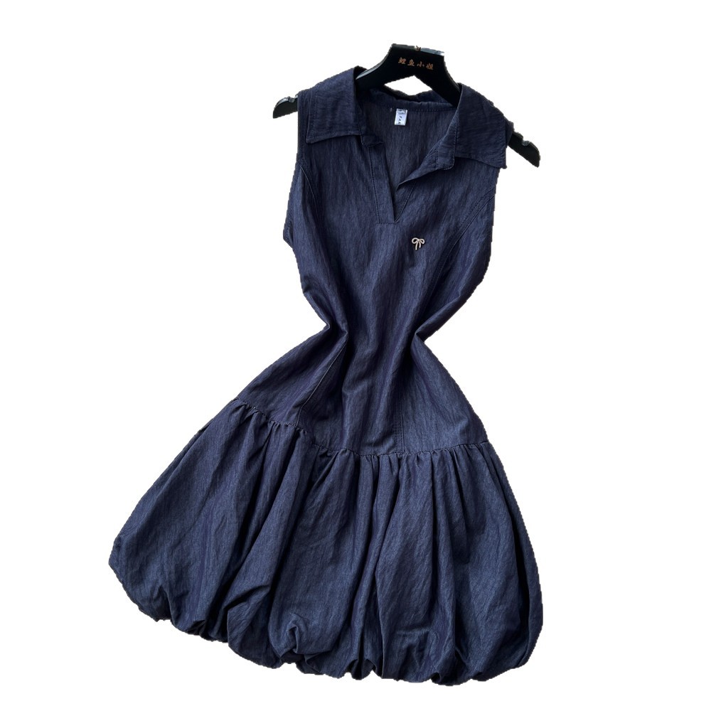 Womens Sleeveless Polo Dress Floral Print Bow Tie Waist Defined A Line Silhouette Summer Casual Wear Wholesale