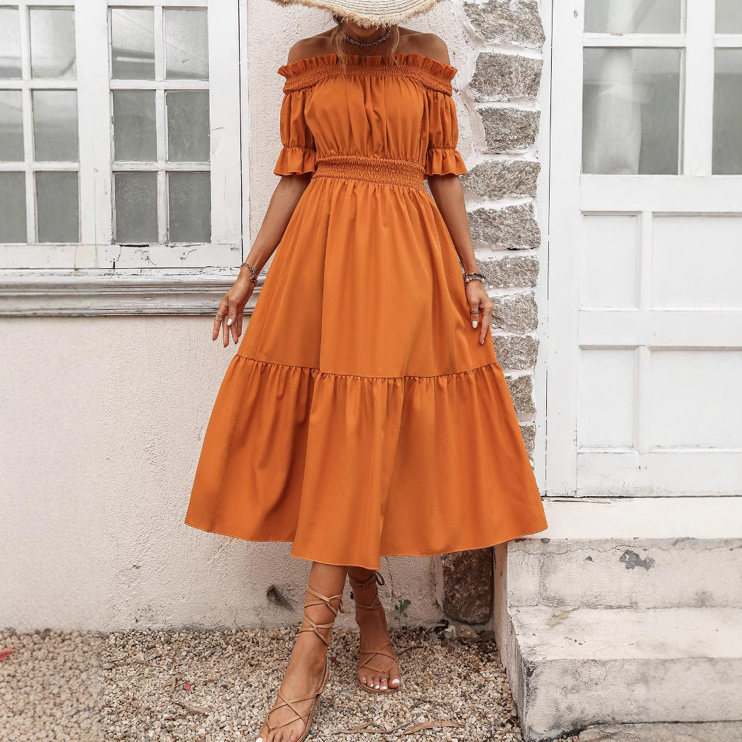 Casual Fashion Strapless Solid Color Dress Elegant Design Comfortable Fit Versatile for Parties or Daily Wear
