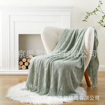 Amazon Tassel Blanket Throw Blanket Sofa Cover Blanket Pure Color Knitted Blanket B&B Bedside Towel Blanket