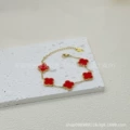 Red double-sided mother-of-pearl bracelet