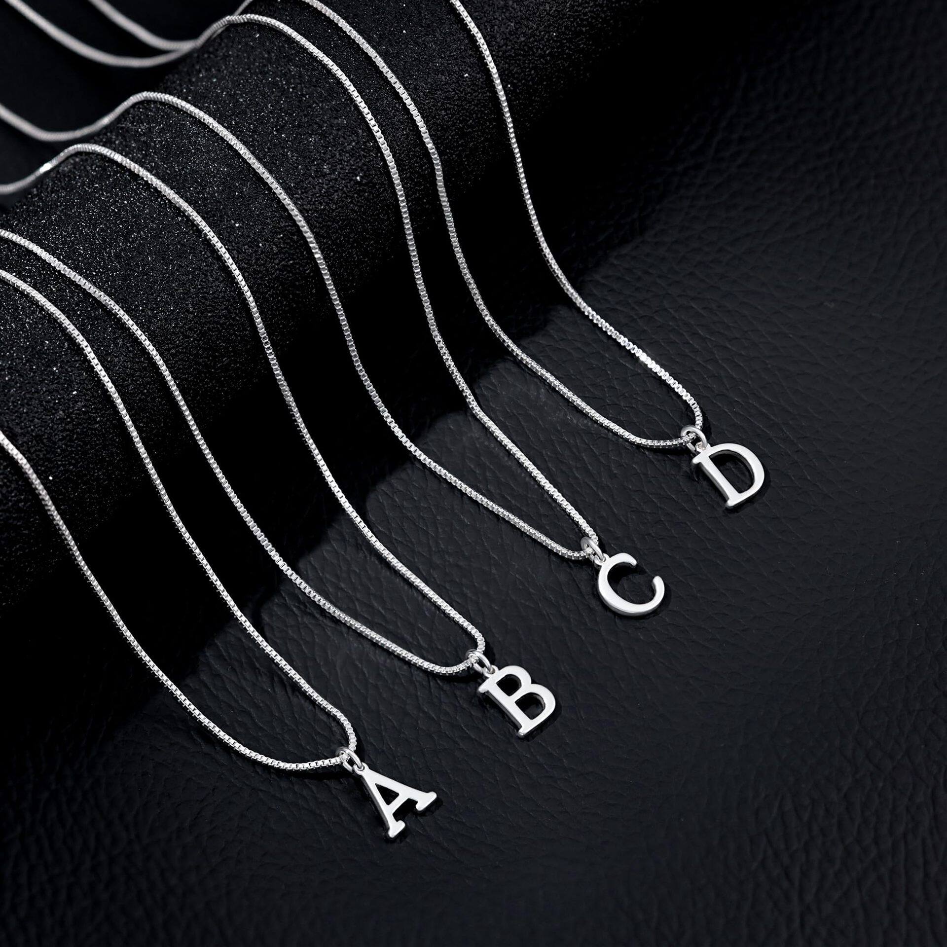 Cross-Border Hot-Selling A-Z Stainless Steel 26-Letter Alphabet Necklace for Women, New Style Box Clavicle Chain, Non-Fading, Stackable