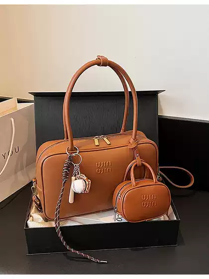 Miu Home New Fashion Niche Bowling Briefcase Large Capacity Commuter Handbag Internet Celebrant Shoulder Crossbody Bag