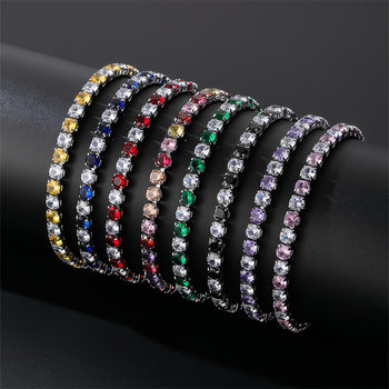 European and American Cross-Border Popular Colorful Zircon Bracelet Women's Color Full Diamond White Golden-Plated Tennis Chain Amazon's Popular Jewelry