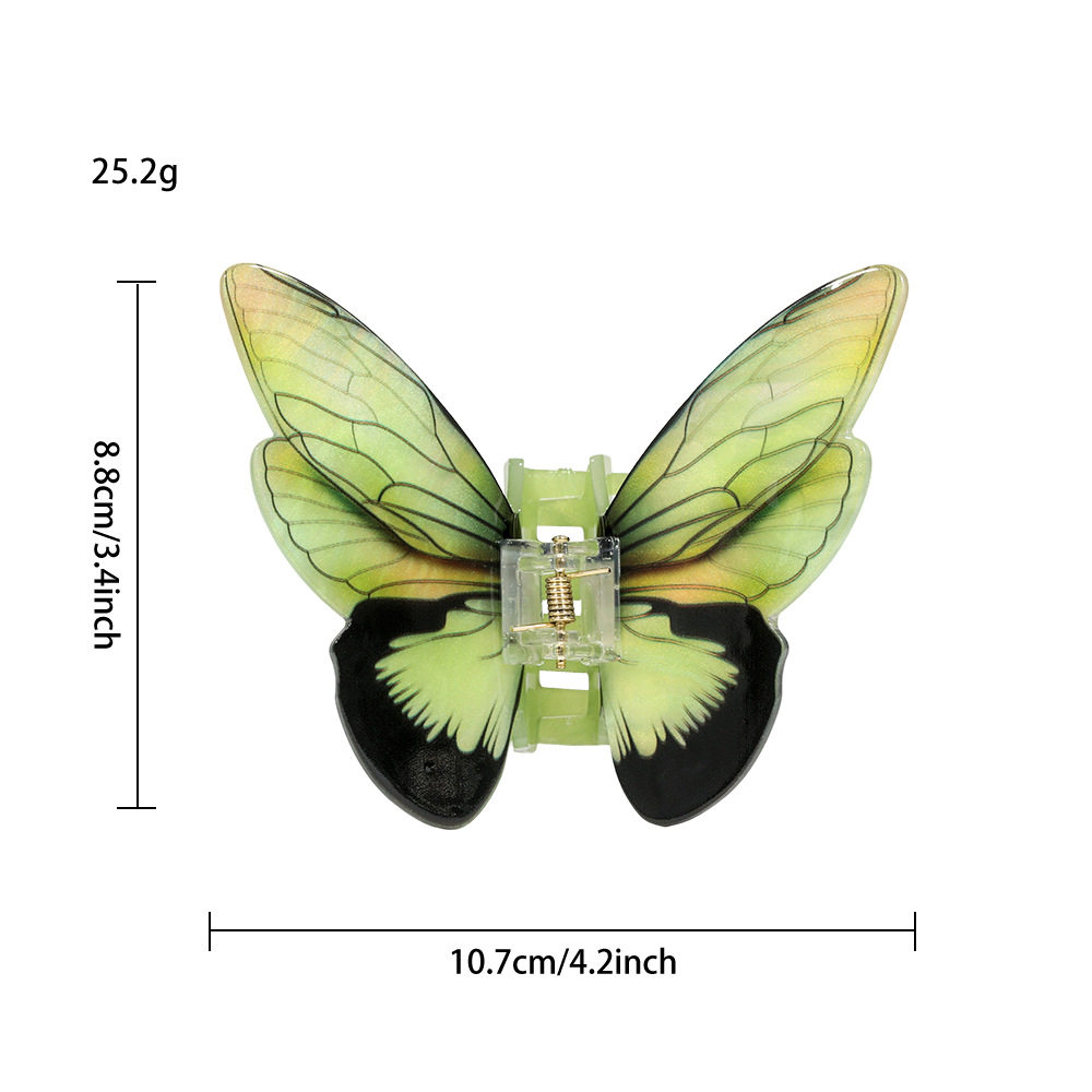 跨境超好看仿镇蝴蝶抓夹女高级感半扎发醋酸发夹后脑勺鲨鱼夹头饰