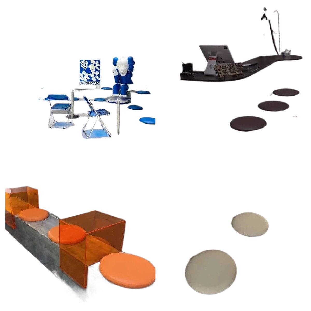 Round Cushion Restaurant Booth Bar Soft Leather Cushion Sponge Fabric Leather Tatami Seat Cushion Soft and Comfortable