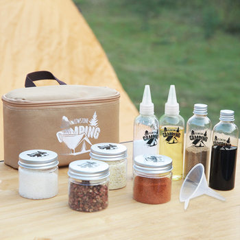 Outdoor Portable Seasoning Bottle Set Camping Picnic Seasoning Dispensing Jar Sealed Oil Bottle Combination Seasoning Storage Bag
