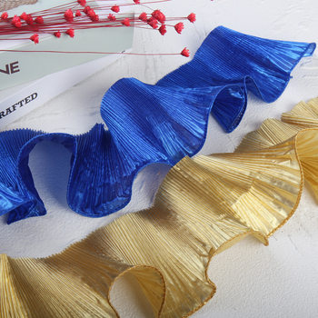 In stock 9.5 Metal organza gradient pleated three-dimensional clothing skirt accessories lotus leaf lace