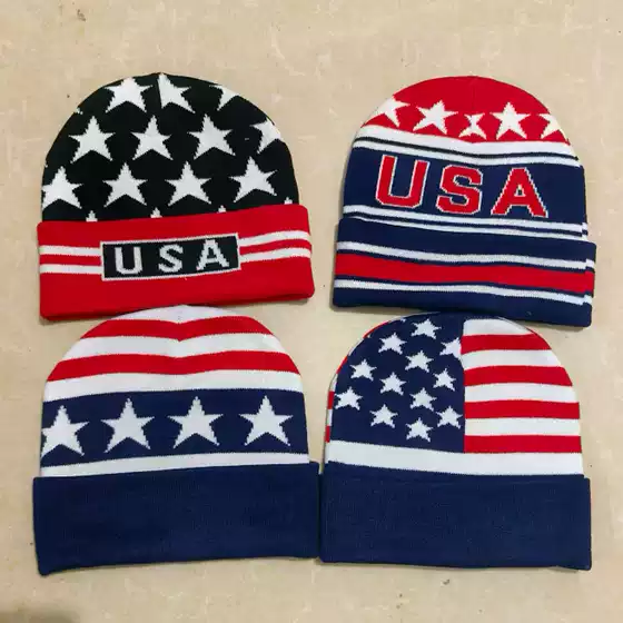 European and American Style British Flag Short Knit Hat for Autumn and Winter, Outdoor Warm Wool Hat with Round Top, Jacquard Color-Blocking Trendy Hat