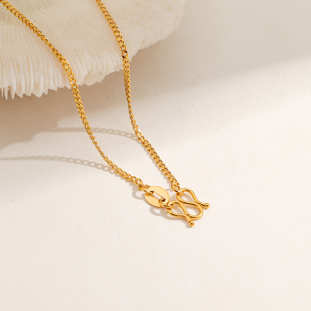 钛钢不掉色M扣蛇骨链2024新款项链女简约颈链百搭通勤素链锁骨链