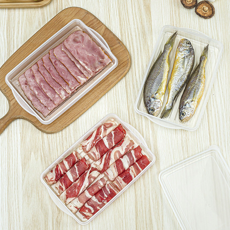 sanada Japan imported thin sliced meat preservation box refrigerator fish meat seafood frozen storage box plastic sealed box