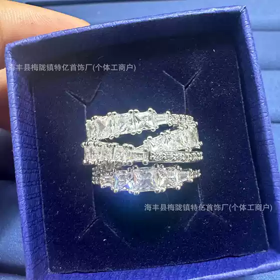 Shi Jia Gao Version Spiral Smart Cross Ring Women's Transporter Rotary Twist Full Diamond Women's Ring Factory Outlet