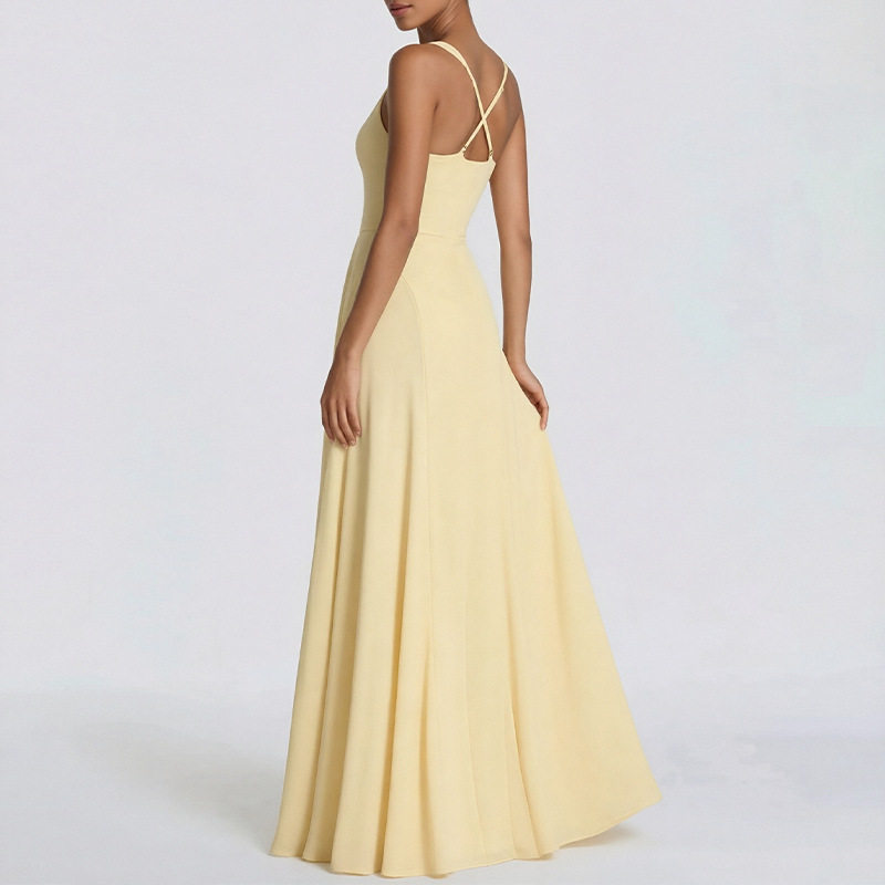 Womens Spring Dress Elegant Solid Color Backless Design Sleeveless Perfect for Parties and Casual Outings