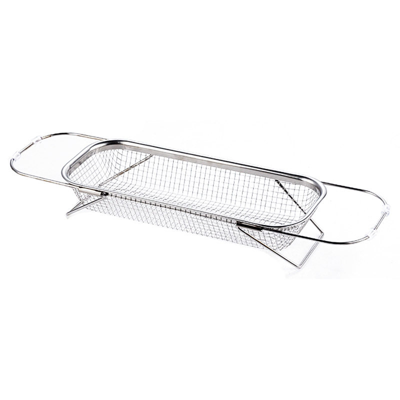 Thickened Stainless Steel Draining Basket for Home Use, Vegetable Washing Basket, Chopstick Basket, Japanese-Style Retractable Draining Rack, Sink Draining Rack