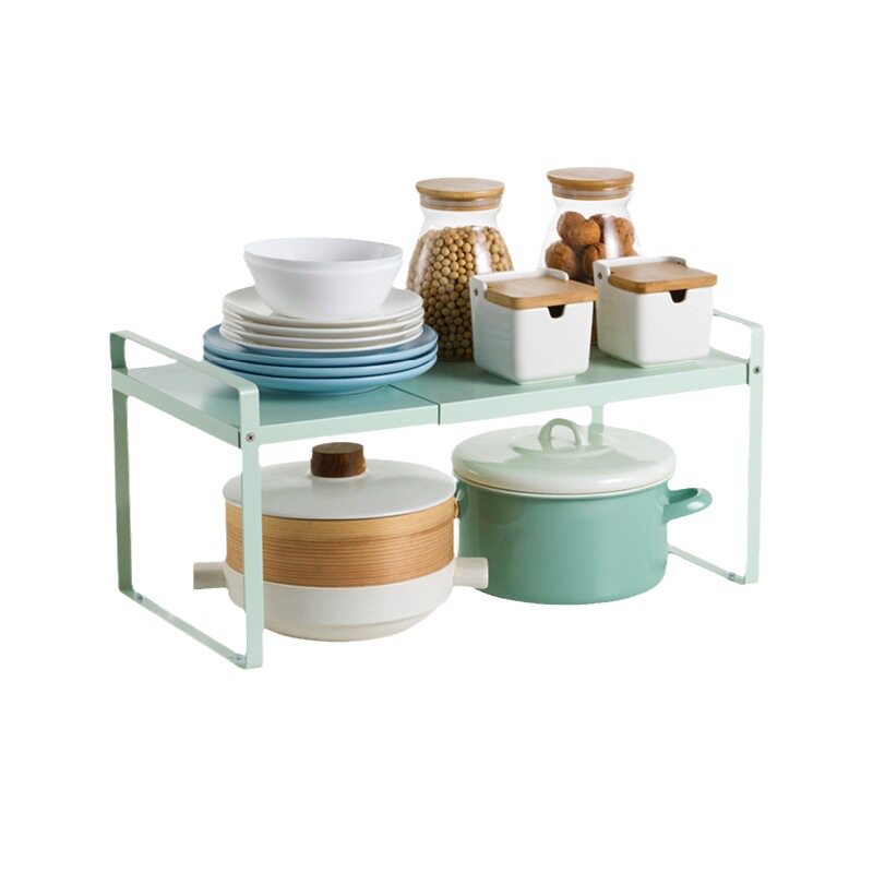 Retractable Kitchen Shelf Countertop Cabinet Partition Layered Shelf Cabinet Inner Seasoning Storage Pot Rack Desktop Small Shelf