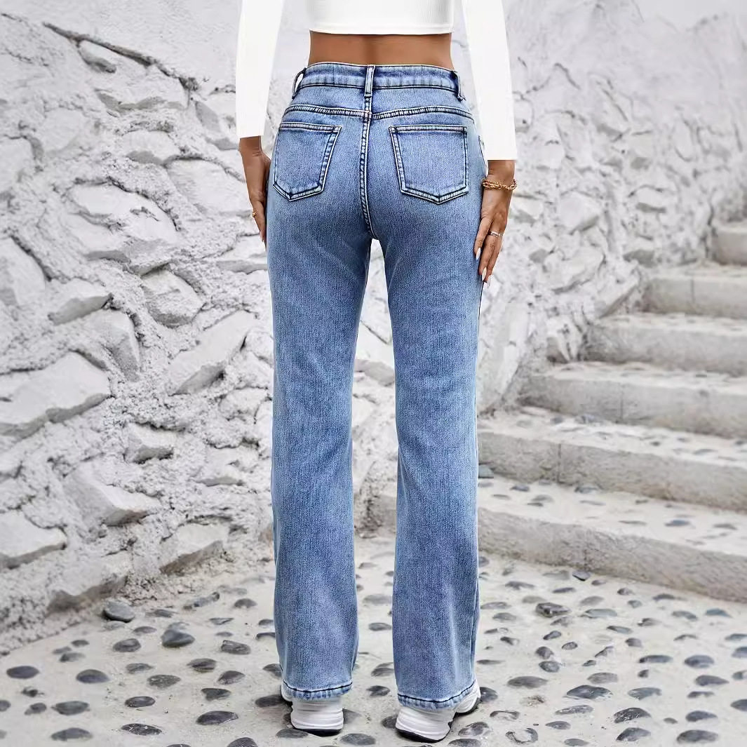 Womens Slim Fit Stretchy Fleece Lined Denim Pants Warm Comfortable Casual Style Wholesale Available