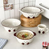 Especially Beautiful Double-Eared Bowl, Cute Instant Noodle Bowl with Handle, Dessert Yogurt Bowl, Ceramic Kidsren's Food Supplement Bowl, Soup Bowl