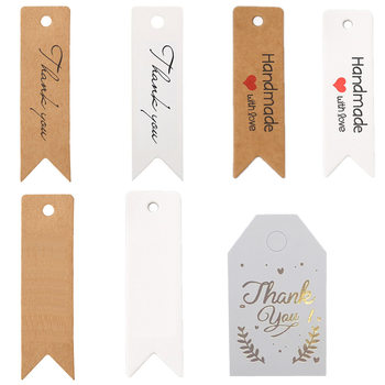 Strip Hot Stamping Thank You Tag Cowhide White Card Blank Handmade Thankyou Handmade Label