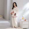 Maternity Pajamas for Autumn and Winter: Coral Fleece Maternity Sleepwear Set with Cute Cardigan, Adjustable and Warm Half-Fleece Loungewear