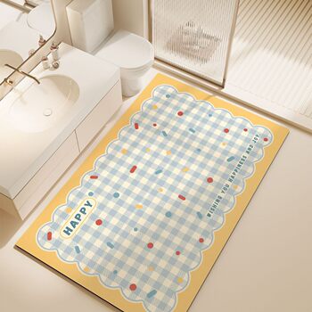 Cream Style Bathroom Floor Mats, Water-Absorbent, Quick-Drying, Non-Slip Floor Mats, Large-Area Full-Cover Household Bathroom Anti-Fall Mats