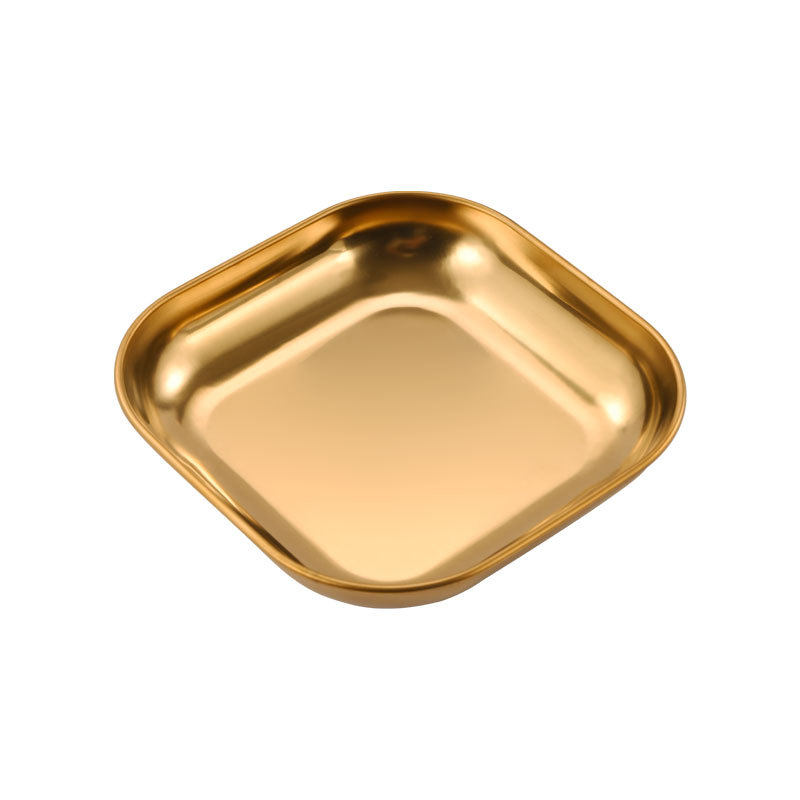 Korean 304 Stainless Steel Square Plate Commercial Fried Chicken and French Fries Plate Snack Plate Snack Plate Small Dish Plate