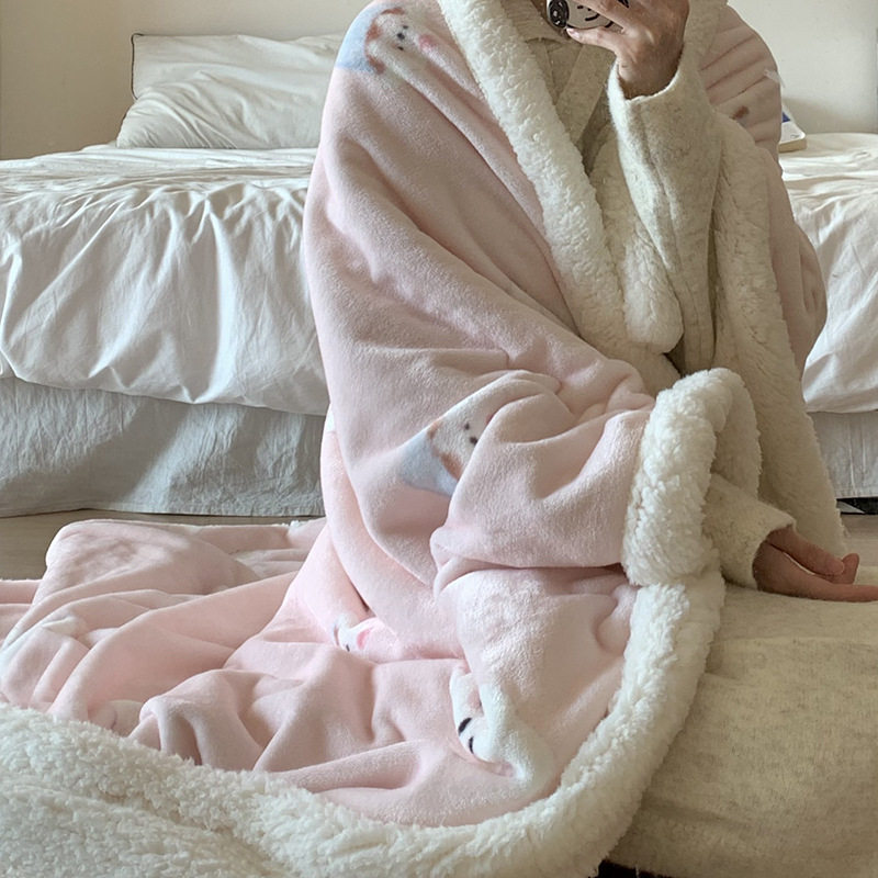 Thickened Lamb Fleece Blanket Office Nap Winter Shawl Blanket Coral Fleece Air Conditioning Sofa Cover Blanket Kindergarten