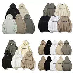 Fog Essentials Stereo Silicone Letters for Men and Women American High Street Flocked Hoodie Sweatshirt Jacket Hoodie