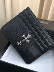 Punk-Style Card Holder with Cross Design, Long Wallet, First-Layer Cowhide, Light Luxury, High-End Feel, Glasses Case, Unisex Key Holder