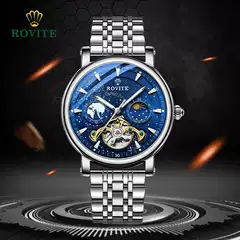 ROVITE Xinghe Lunar Hollow Mechanical Watch Waterproof Men's Watch Cross-border Explosion Tourbillon Automatic Mechanical Watch