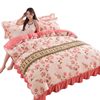 Winter Fleece-Lined Milk Velvet Four-Piece Set, Winter Thickeneded Coral Velvet Bed Bed Sheets, Quilt Cover, Flannel Bed Skirt Three-Piece Set