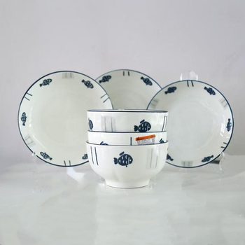 High-Looking and Cute Cartoon Household Ruyi Bowls and Plates Ceramic Tableware High-Temperature Underglaze Color Rice Bowls Soup Bowls and Dishes