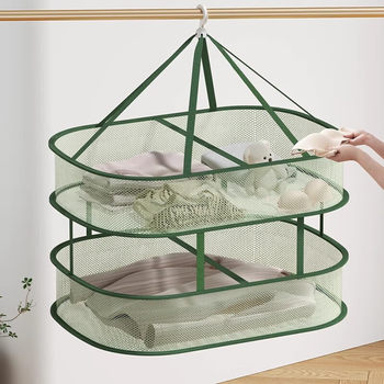 Wool Sweater Flat Mesh Windproof Drying Rack Foldable Windproof Drying Basket Clothes Drying Net Basket Factory Direct Sale