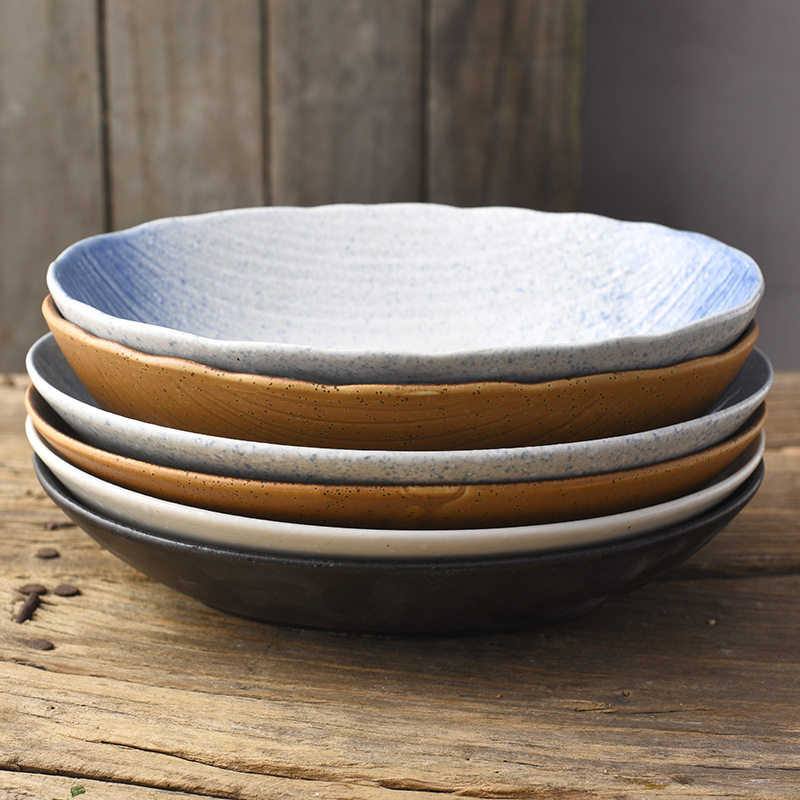 Japanese-Korean Ceramic Curry Plate Oval Ceramic Plate Household Fish Plate Simple Plate Restaurant Tableware Plate Wholesale