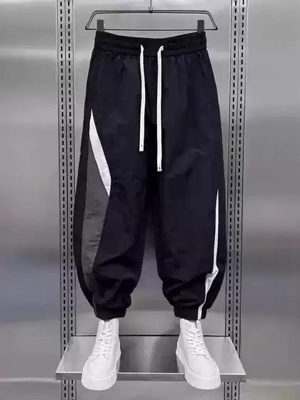 150kg Extra Large Size Hong Kong Style Quick-Dry Patchwork Loose Sports Pants for Men and Women, Summer Trendy Brand Jogger Nine-Point Harem Pants 2