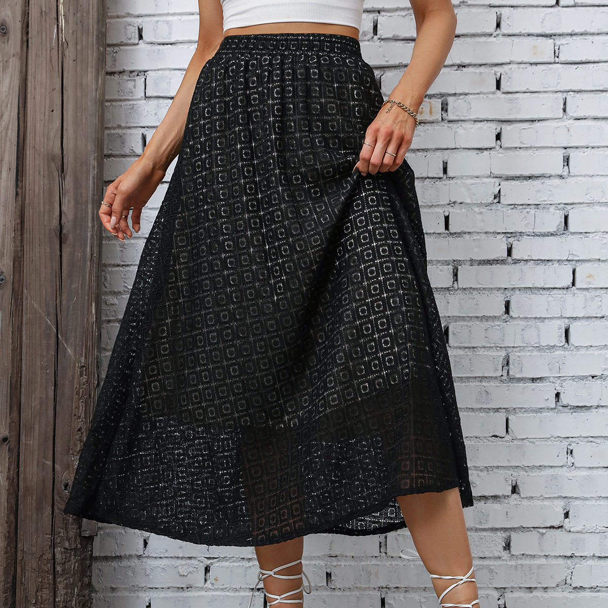 High Waisted Midi Skirt Elegant Style Casual Fit Trendy Design Perfect for Daily Wear Wholesale Available