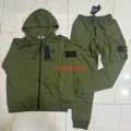 Zipper set military green terry