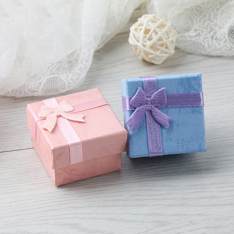 Jewelry Packaging Box Spot Earrings Ring Box Paper Box Multicolor Square Bow Earrings Ring Box