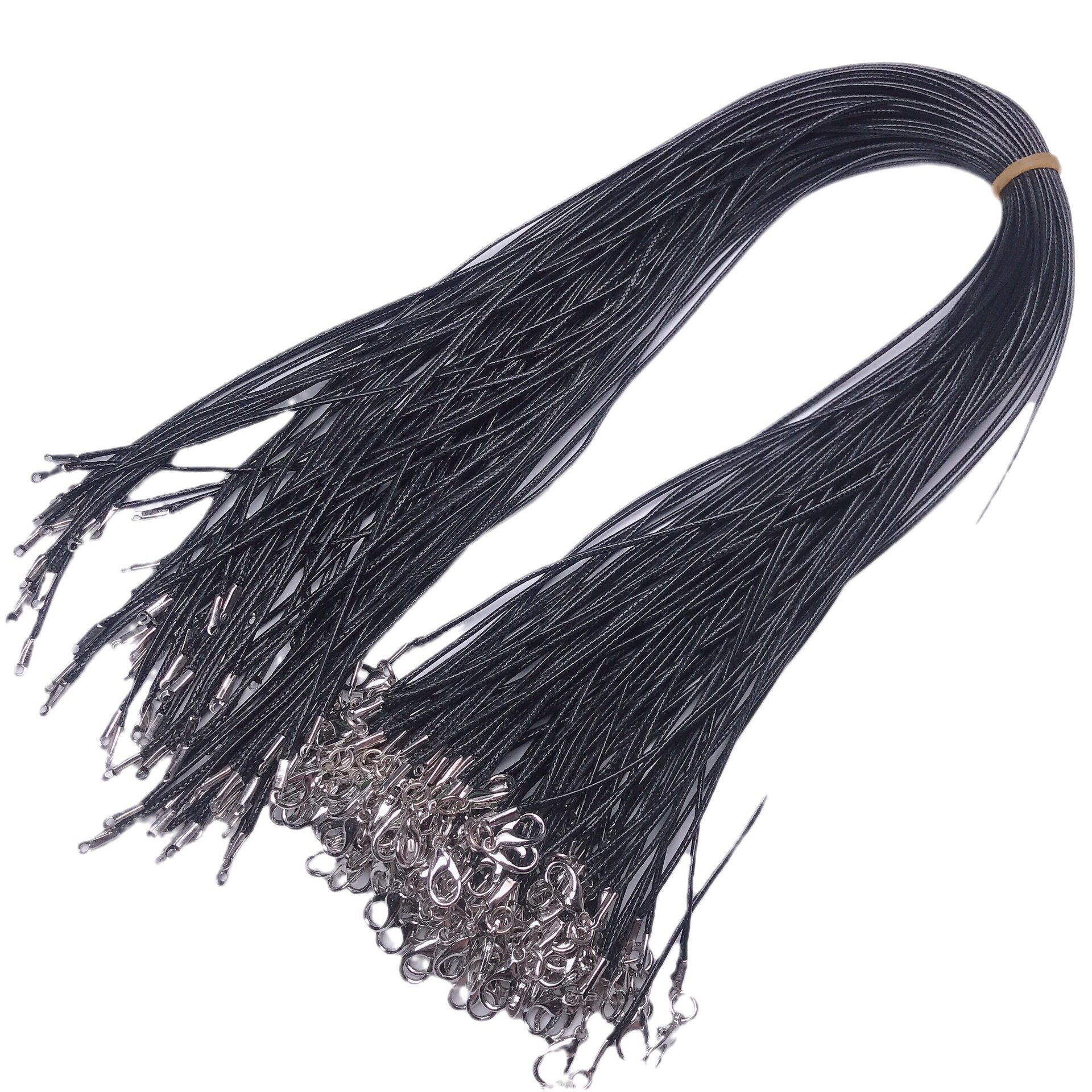 Factory Direct Sales, Wax Leather Rope diy Wax Thread pu Leather Lobster Clasp Black Rubber Pendant Rope Hanging Neck for Men and Women