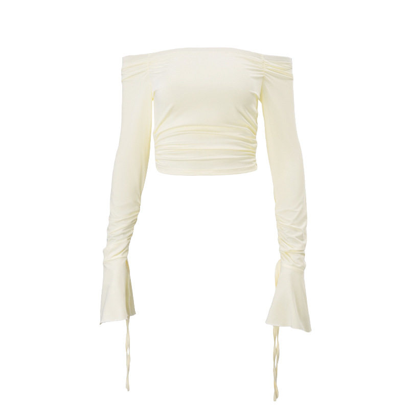 Off Shoulder Ruffled Long Sleeve T Shirt Slim Fit Chic Style Summer Fashion Wholesale Available