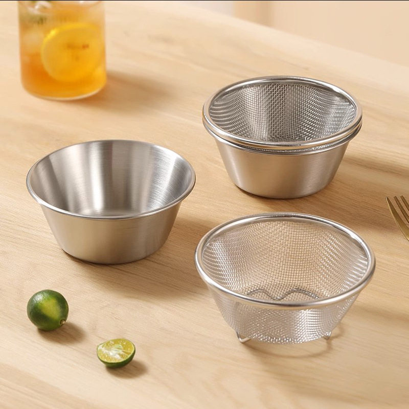 304 Mini Stainless Steel Rice Washing Fruit Basin Leakage Screen Filter Fruit Basket Drain Basket Meal Preparation Cooking Bowl