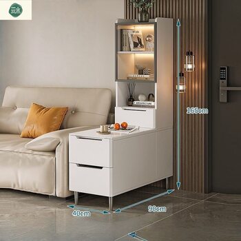 Solid Wood Sofa Side Cabinet Slate Sofa Cabinet Partition Cabinet Storage Cabinet Living Room Light Luxury High-End Side Cabinet