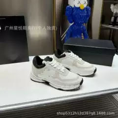 Foreign Trade Panda Shoes with Embroidery, Thick-Soled Silver-White Platform Dad Shoes, 2026 Fashion Spring New Low-Top Outdoor Women's Shoes