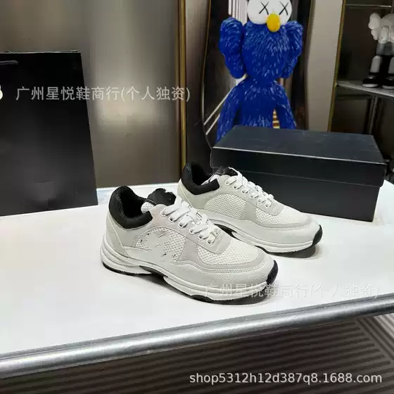Foreign Trade Panda Shoes with Embroidery, Thick-Soled Silver-White Platform Dad Shoes, 2026 Fashion Spring New Low-Top Outdoor Women's Shoes