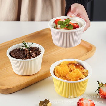 Amazon Round Pudding Bowl Ceramic Baking Special Bowl Shufflé Baking Bowl Microwave Oven Dessert Bowl Square Small Bowl