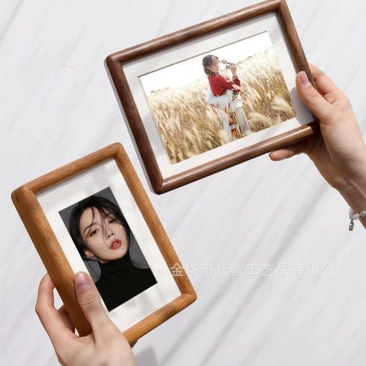Mortise and tenon solid wood rounded corner photo frame black walnut table 6 inch 67 8 inch gold sandalwood picture frame high sense