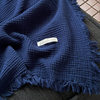 Maillard Style Sofa Blanket, Four-Layer Crinkled Yarn Tassel Blanket, Pure Cotton Office Throw Blanket, Car Leisure Blanket, Dropshipping