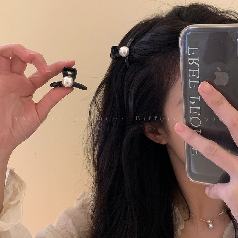 复古法式双面珍珠小抓夹高颜值公主头发卡小香风饰品刘海碎发发夹